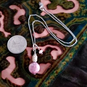 Freshwater Pearl and Sterling Silver plate Necklace